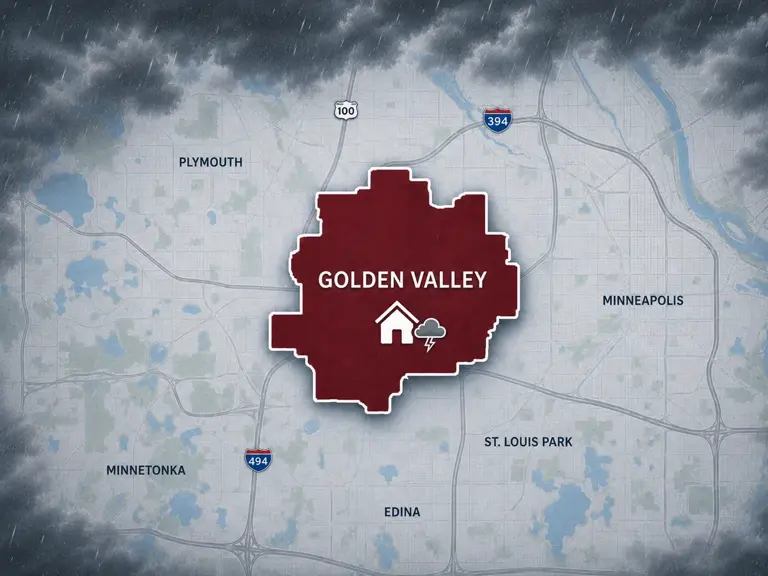 Map of Ungerman's storm and hail damage repair service area in Golden Valley, MN