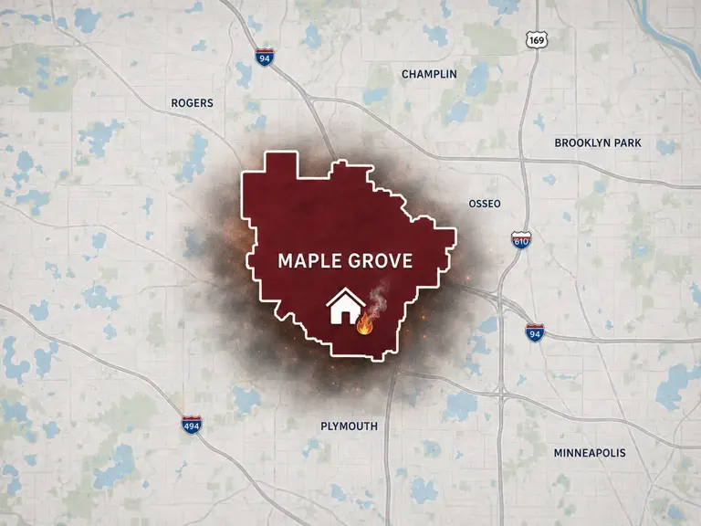 Map of Ungerman's fire and smoke damage restoration service area in Maple Grove, MN