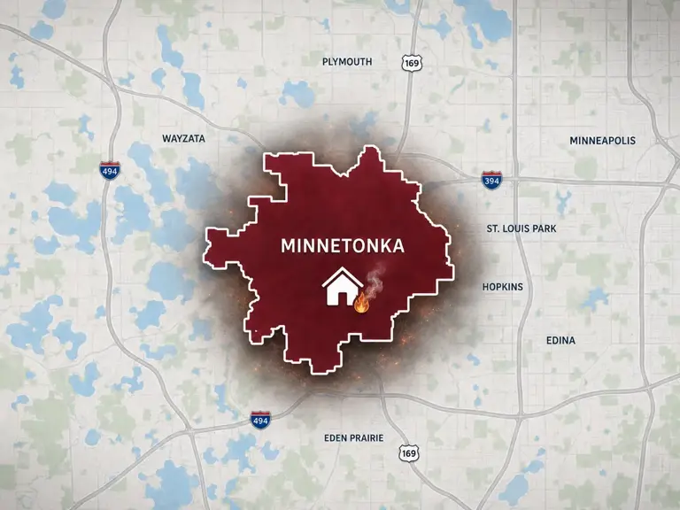 Map of Ungerman's fire and smoke damage restoration service area in Minnetonka, MN