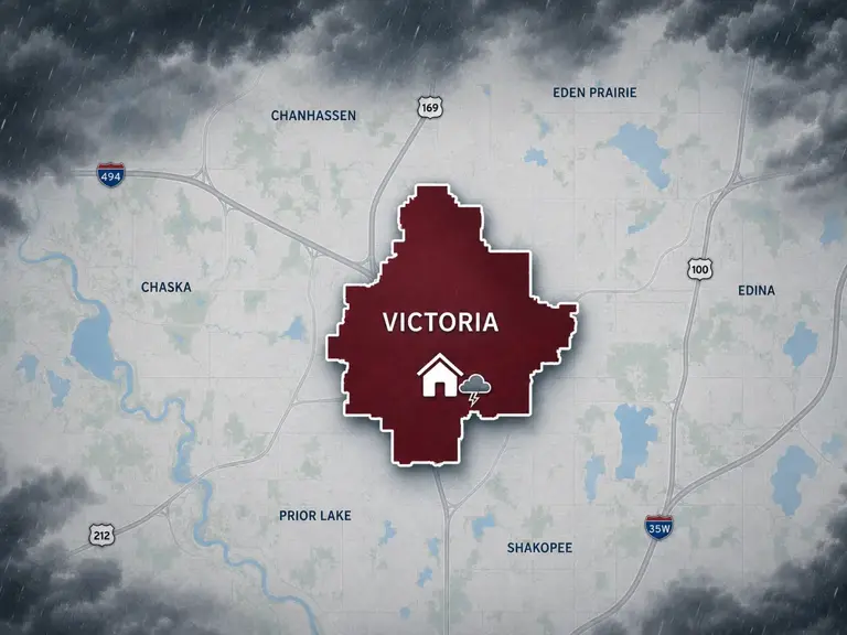 Map of Ungerman's storm and hail damage repair service area in Victoria, MN