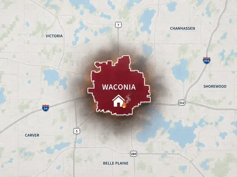 Map of Ungerman's fire and smoke damage restoration service area in Waconia, MN