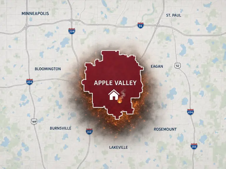 Map of Ungerman's fire and smoke damage restoration service area in Apple Valley, MN