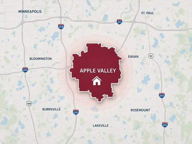 Map of Ungerman's cooling service area in Apple Valley, MN