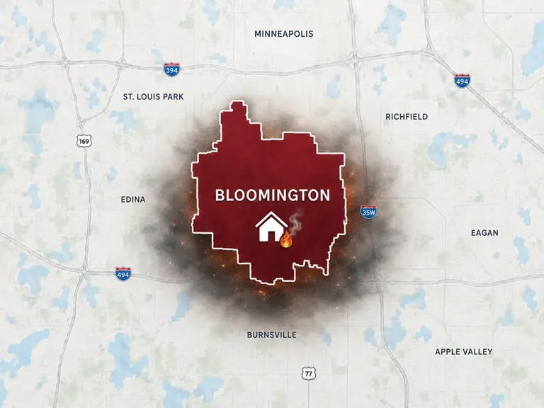Map of Ungerman's fire and smoke damage restoration service area in Bloomington, MN