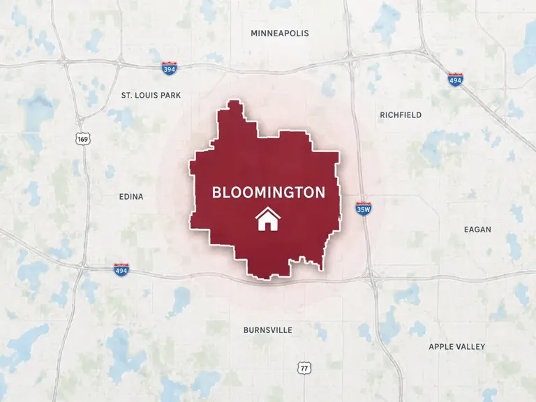 Map of Ungerman's cooling service area in Bloomington, MN