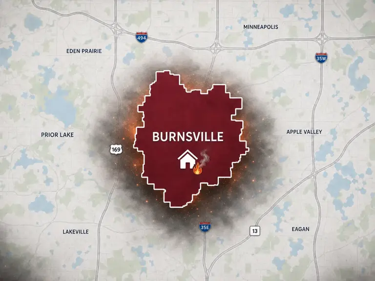 Map of Ungerman's fire and smoke damage restoration service area in Burnsville, MN