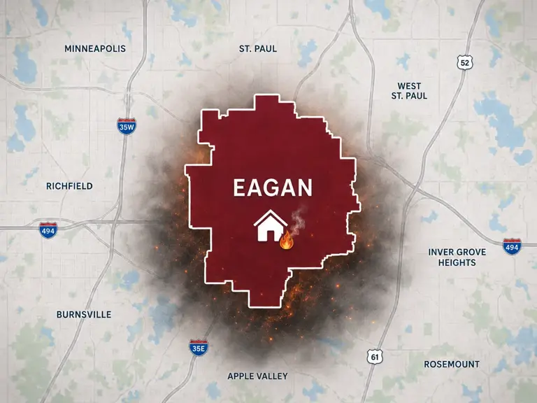 Map of Ungerman's fire and smoke damage restoration service area in Eagan, MN