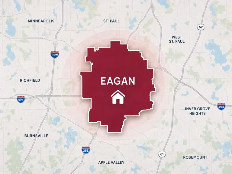Map of Ungerman's plumbing service area in Eagan, MN