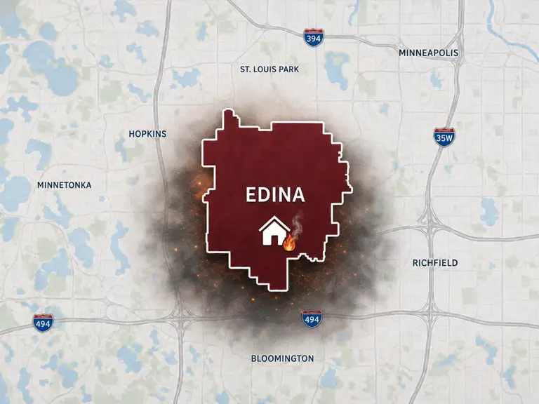 Map of Ungerman's fire and smoke damage restoration service area in Edina, MN