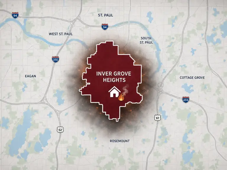 Map of Ungerman's fire and smoke damage restoration service area in Inver Grove Heights, MN