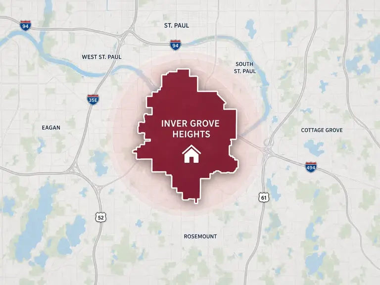 Map of Ungerman's heating service area in Inver Grove Heights, MN