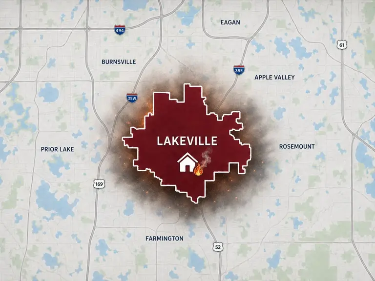 Map of Ungerman's fire and smoke damage restoration service area in Lakeville, MN
