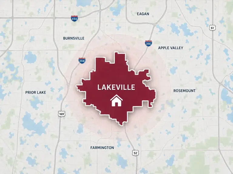 Map of Ungerman's heating service area in Lakeville, MN