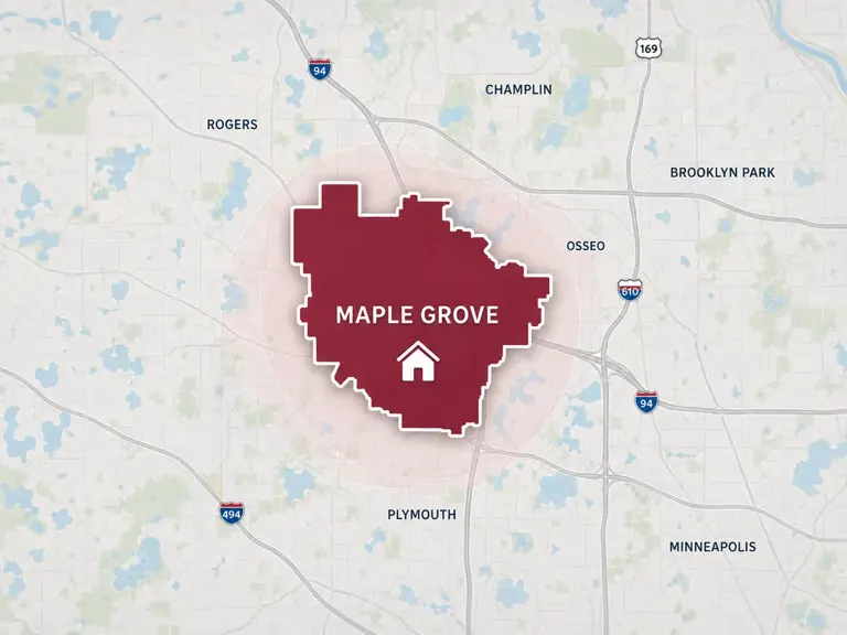 Map of Ungerman's heating service area in Maple Grove, MN