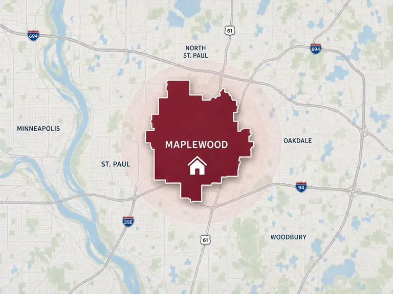 Map of Ungerman's heating service area in Maplewood, MN