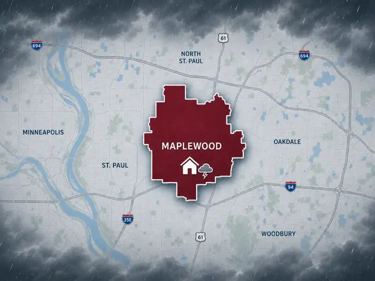 Map of Ungerman's storm and hail damage repair service area in Maplewood, MN