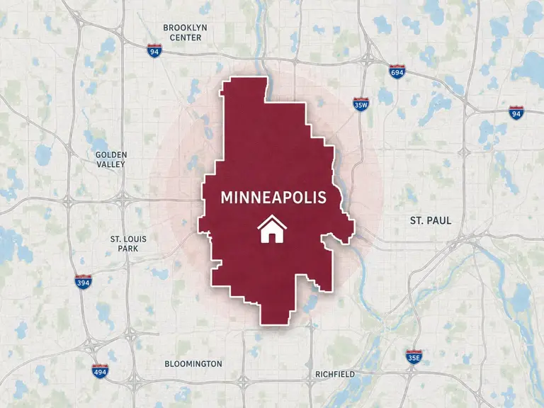Map of Ungerman's heating service area in Minneapolis, MN