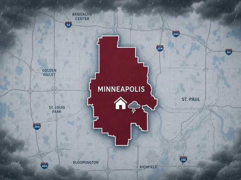 Map of Ungerman's storm and hail damage repair service area in Minneapolis, MN