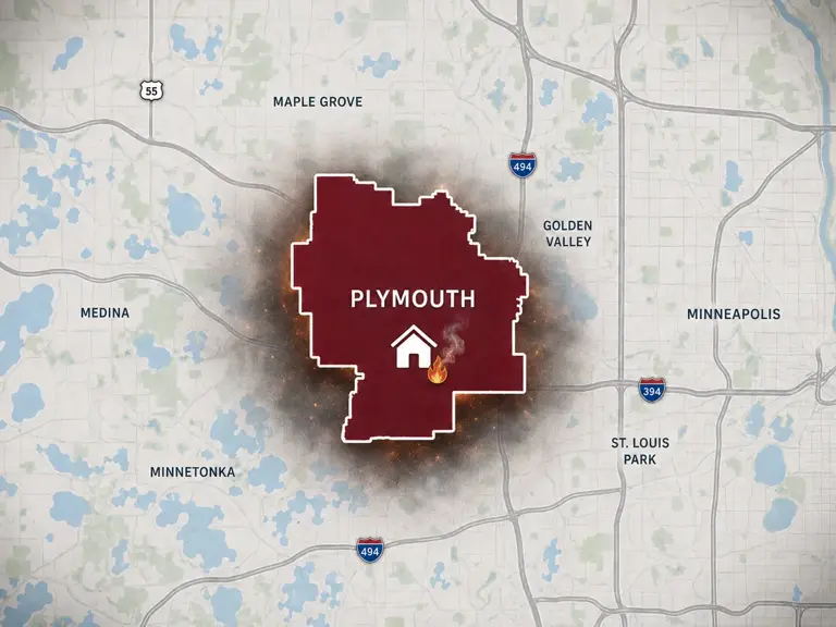 Map of Ungerman's fire and smoke damage restoration service area in Plymouth, MN