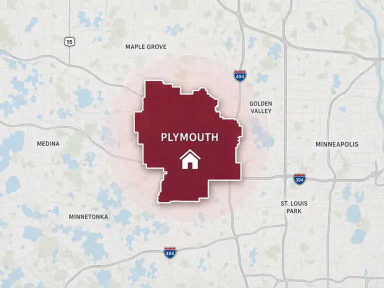 Map of Ungerman's heating service area in Plymouth, MN