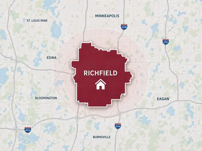 Map of Ungerman's heating service area in Richfield, MN