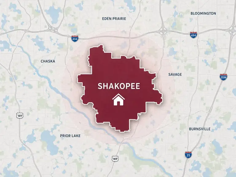 Map of Ungerman's cooling service area in Shakopee, MN