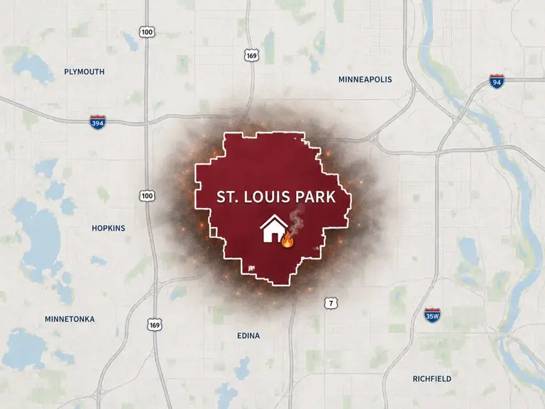 Map of Ungerman's fire and smoke damage restoration service area in St. Louis Park, MN
