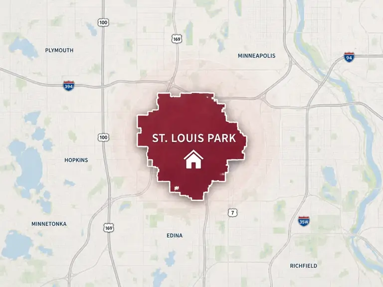 Map of Ungerman's heating service area in St. Louis Park, MN