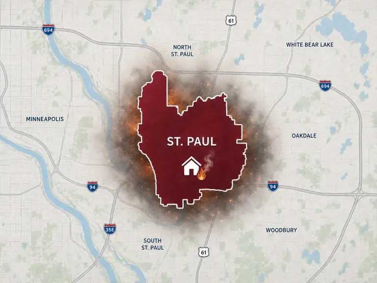 Map of Ungerman's fire and smoke damage restoration service area in St. Paul, MN