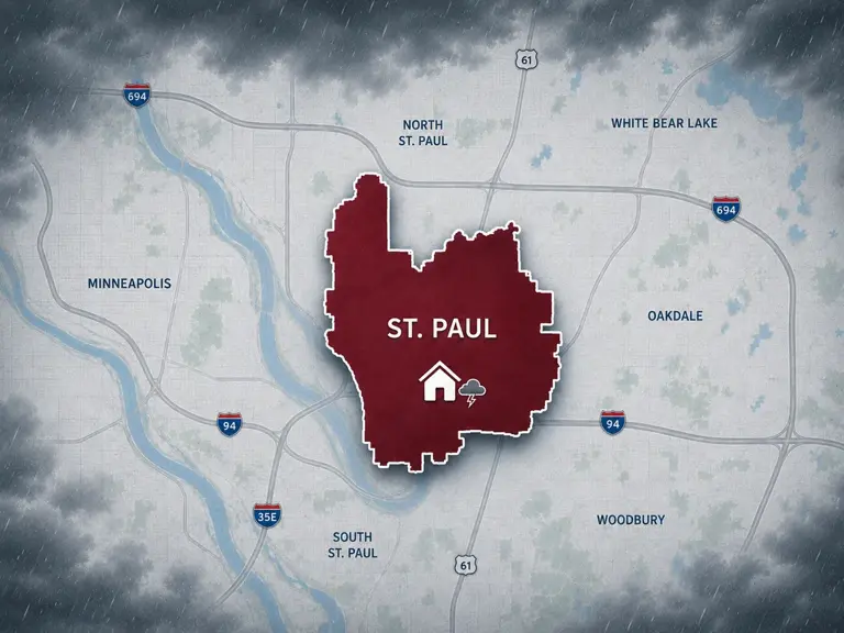 Map of Ungerman's storm and hail damage repair service area in St. Paul, MN