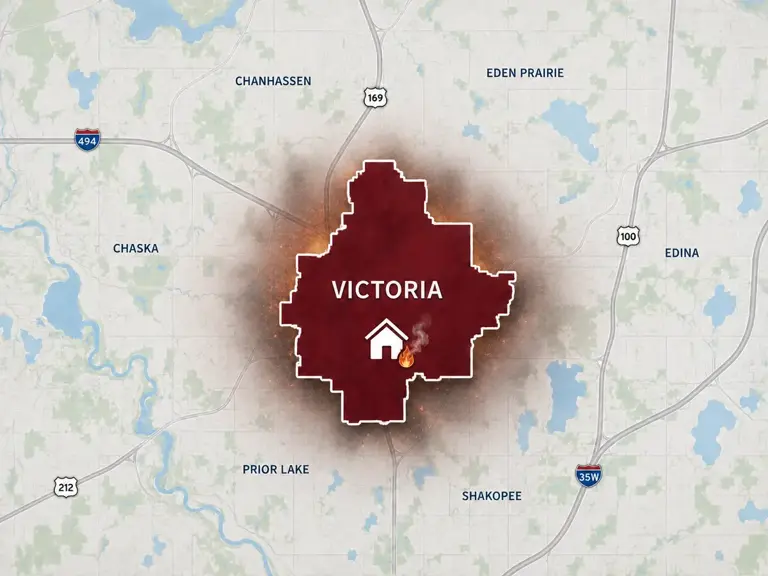 Map of Ungerman's fire and smoke damage restoration service area in Victoria, MN