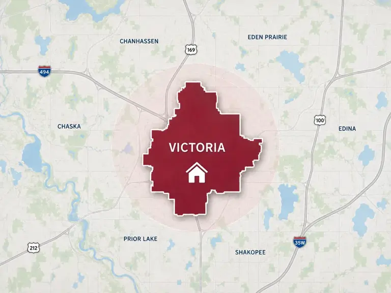 Map of Ungerman's heating service area in Victoria, MN