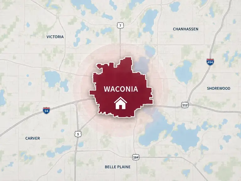 Map of Ungerman's cooling service area in Waconia, MN