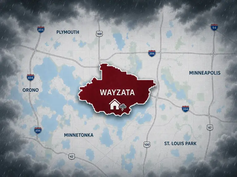 Map of Ungerman's storm and hail damage repair service area in Wayzata, MN
