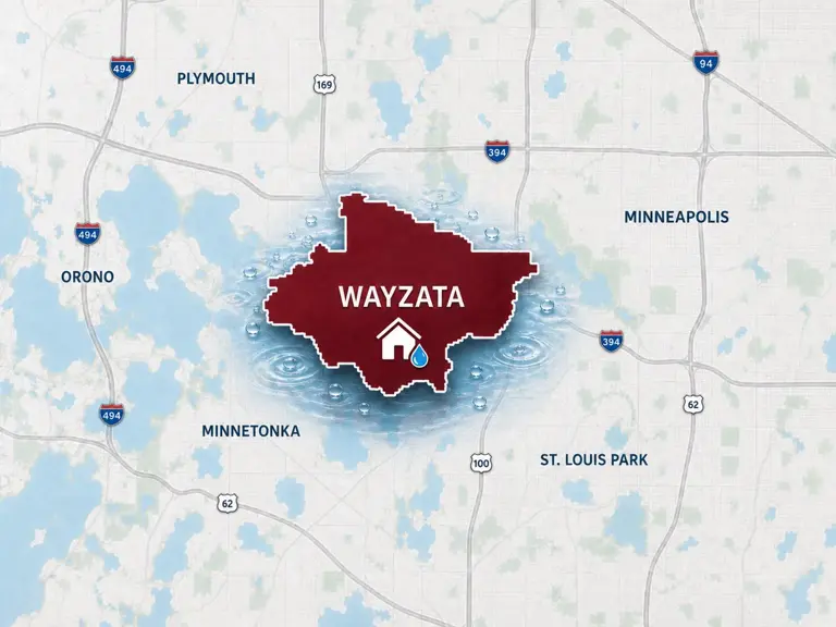 Map of Ungerman's water damage restoration service area in Wayzata, MN