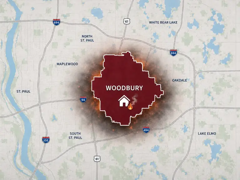 Map of Ungerman's fire and smoke damage restoration service area in Woodbury, MN