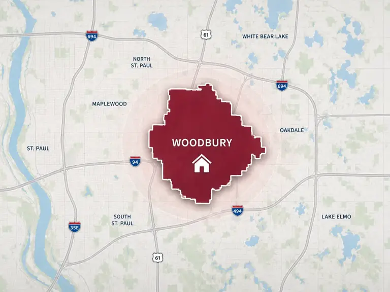 Map of Ungerman's heating service area in Woodbury, MN