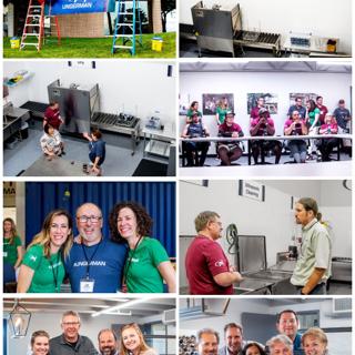 Ungerman team members volunteering together at a community packing event.