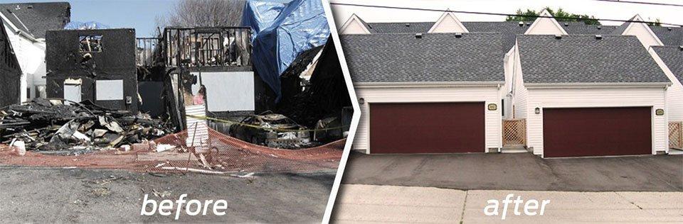 A before and after picture of a commercial property remodel.