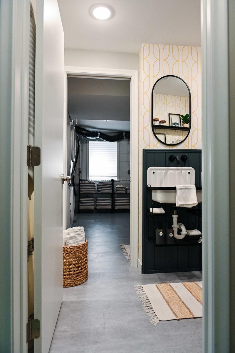 Sewer Backup Restoration in a Basement Bathroom & Laundry
